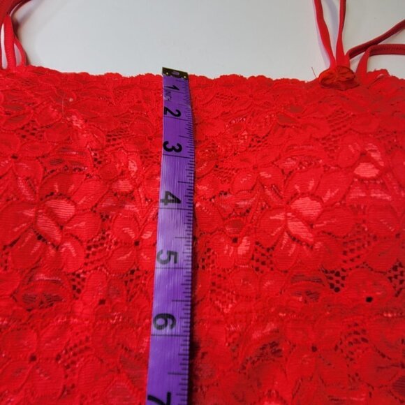Red Lace Long Camisole Lace Tank Top Stretchy Long Camisole - Size L- NEW - Picture 9 of 13